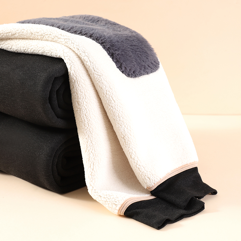 男士秋冬羔绒保暖裤加绒加厚护膝护腰棉裤打底裤高腰高弹德绒