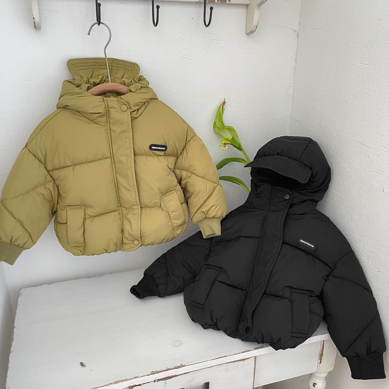 韩系儿童棉服外穿加厚男童女童棉衣宝宝时尚棉袄中小童连帽面包服