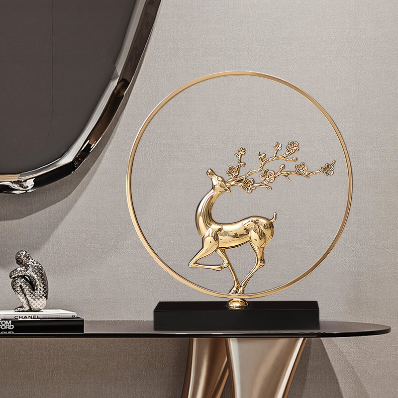 【一路高歌】全铜发财麋鹿家居饰品送礼摆件酒柜玄关客厅摆件