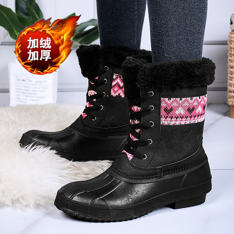 东北防水棉鞋外穿保暖运动新款雪地靴女冬季加绒加厚皮毛一体棉靴