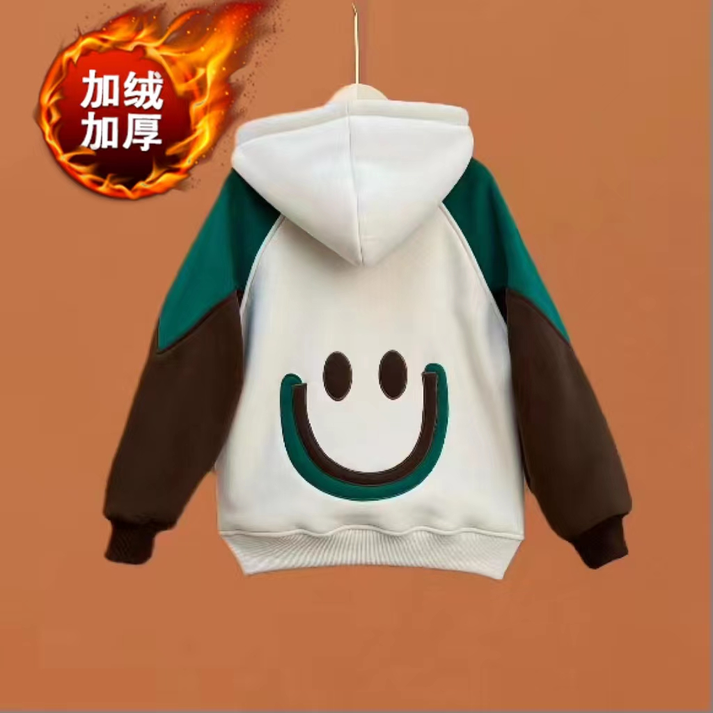 现货糕糕绒男女童加绒连帽卫衣中大童一体绒加厚上衣冬【不含衬衫】