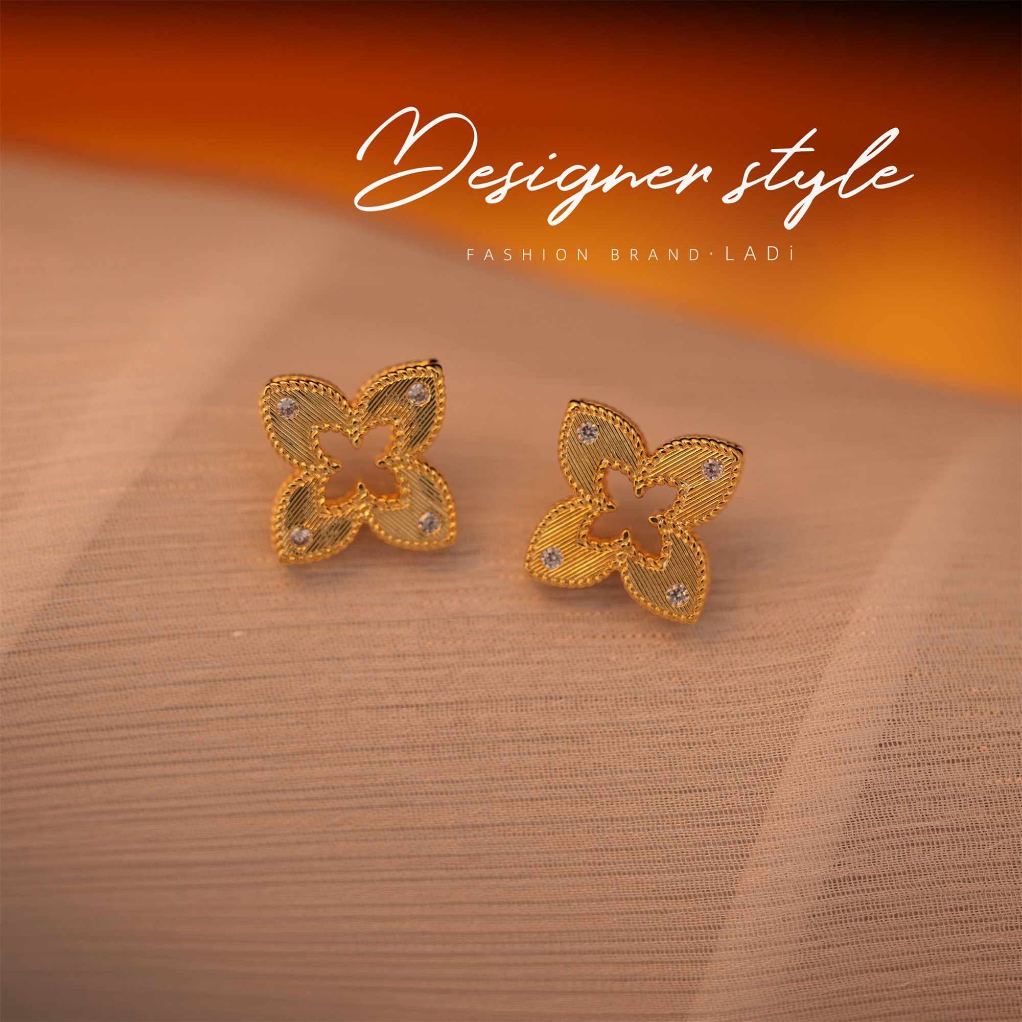 铜合金耳饰 法式时尚优雅银镀素款E375