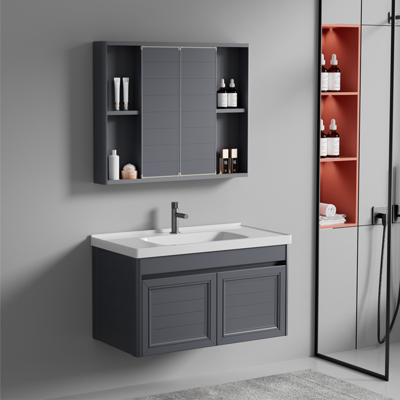 太空铝浴室柜陶瓷风水镜柜洗脸盆卫生间洗手盆柜组合洗漱台洗手台