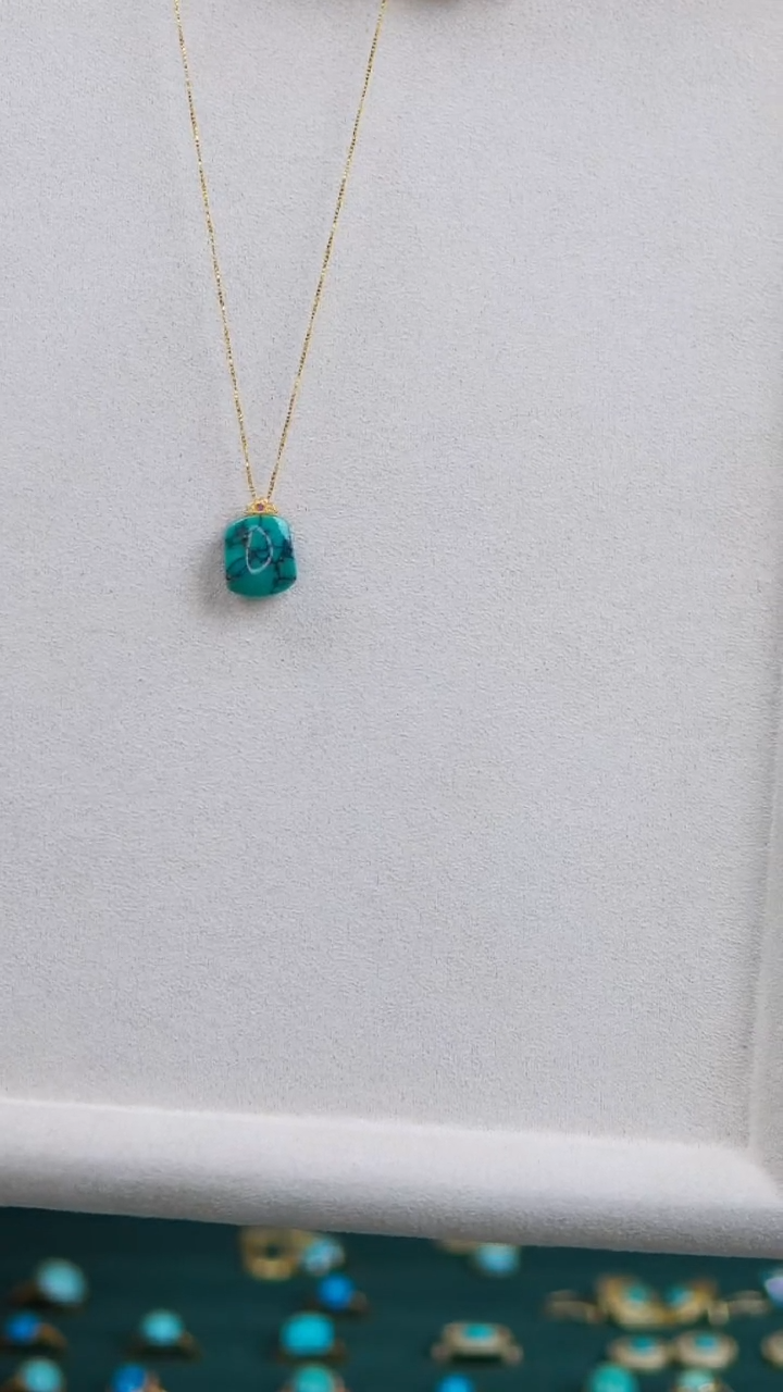 【闪购商品】绿松石吊坠(不含链)18K金镶嵌1