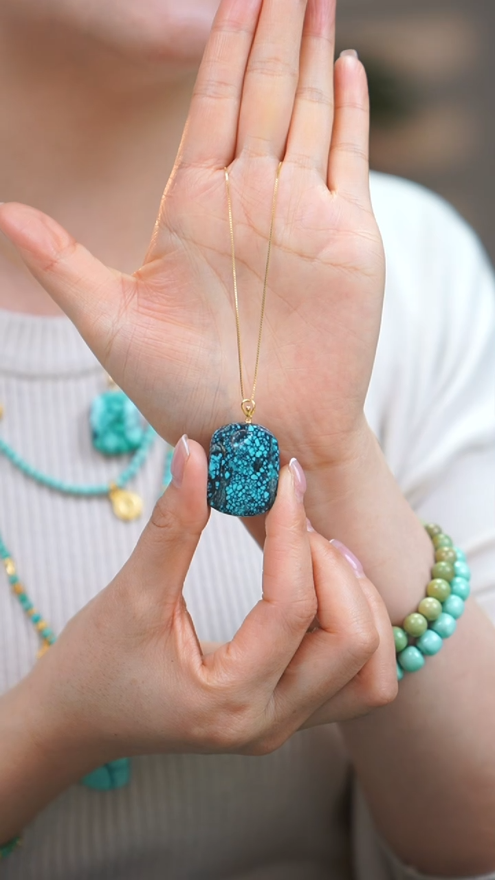 【闪购商品】绿松石吊坠(不含链)18K金镶嵌1