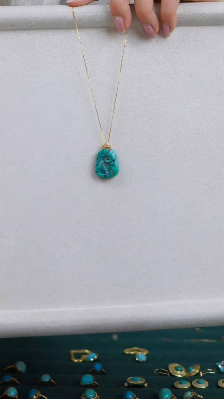 【闪购商品】绿松石吊坠(不含链)18K金镶嵌1