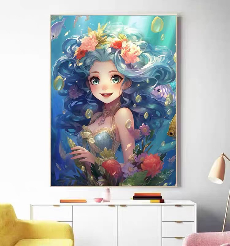 无针无工具  深海美人鱼十字绣公主女孩简单满绣