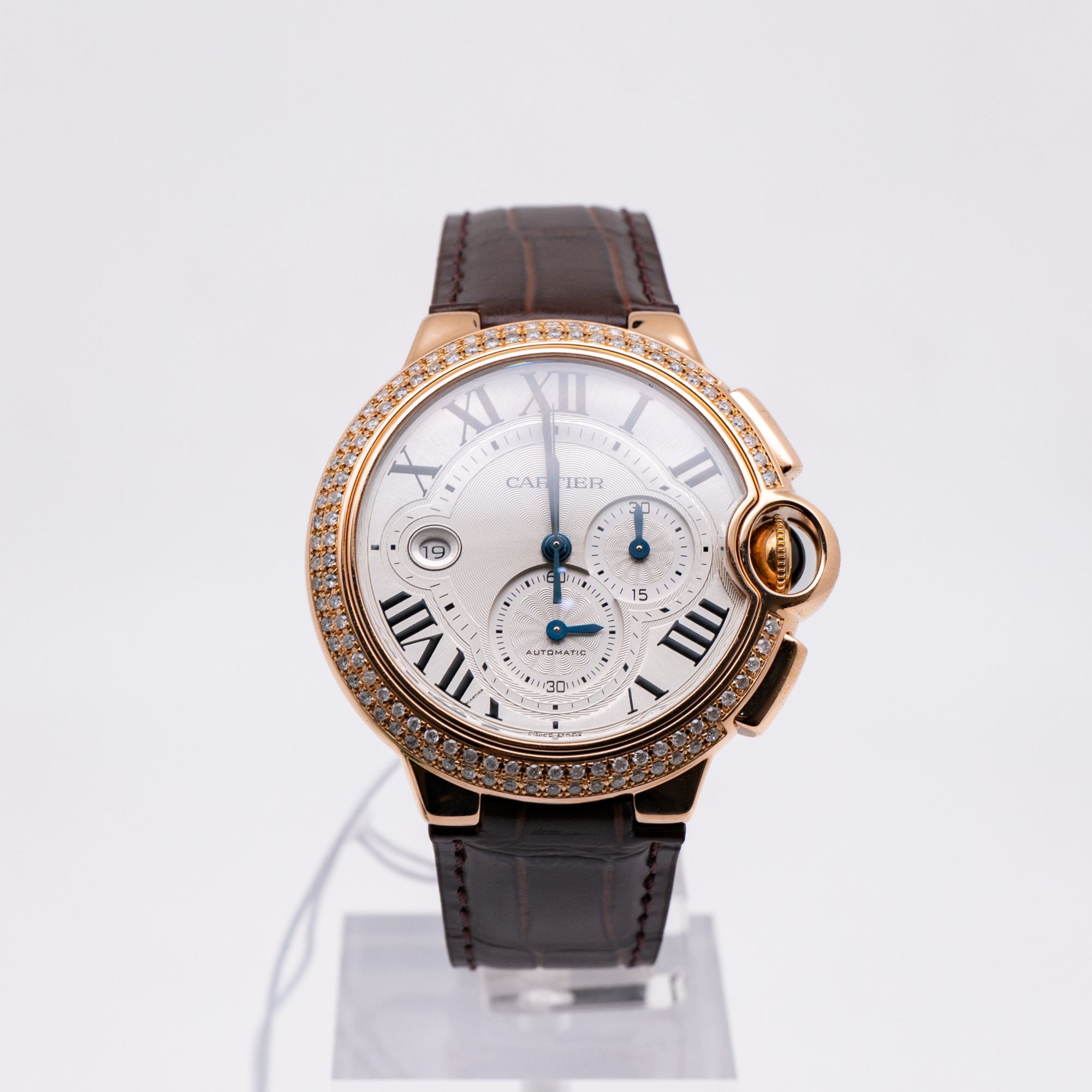 99新 Cartier/卡地亚 蓝气球W6920074 44玫瑰金后钻计时机械 单表
