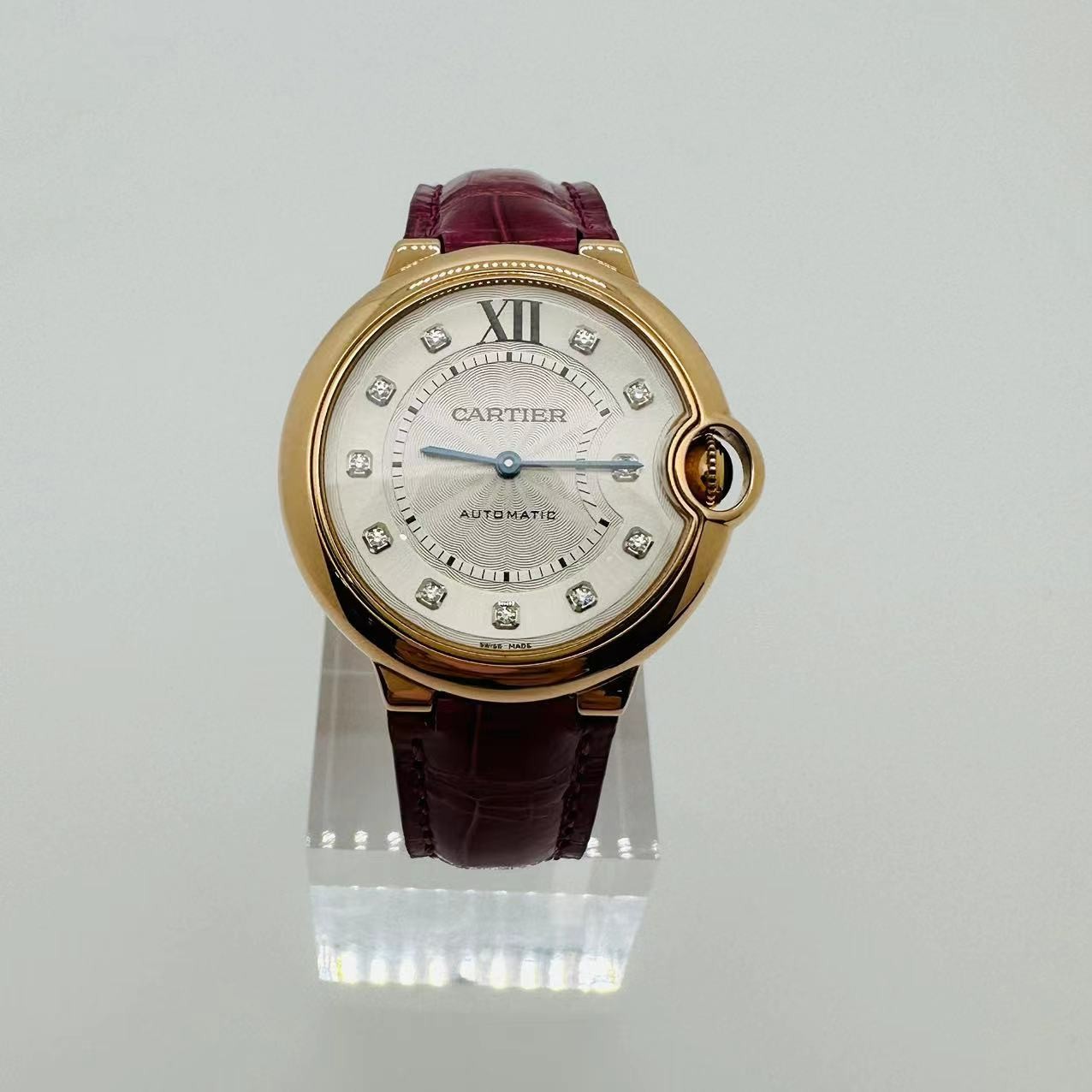 99新 Cartier/卡地亚 蓝气球WE902028 36玫瑰金钻刻女士名表 单表