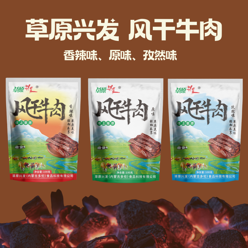 草原兴发手撕牛肉干内蒙古风干牛肉干草原特产100g