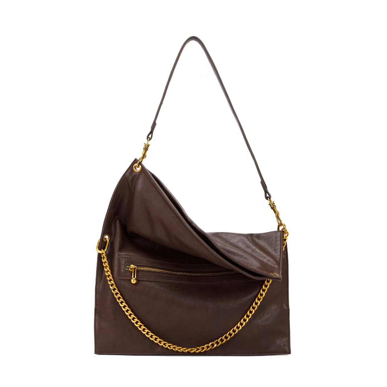 【佐伊甄选】QYX-9660-可可棕时尚简约通勤休闲韩版腋下斜挎包