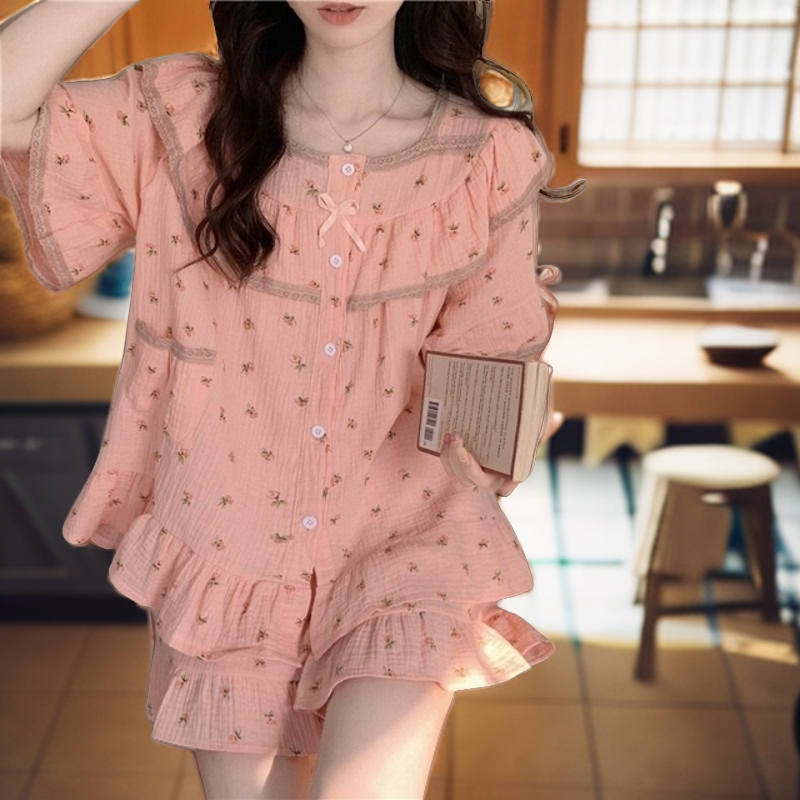 2024年睡衣女夏季短袖棉质套装甜美可爱休闲可外穿家居服2024新款