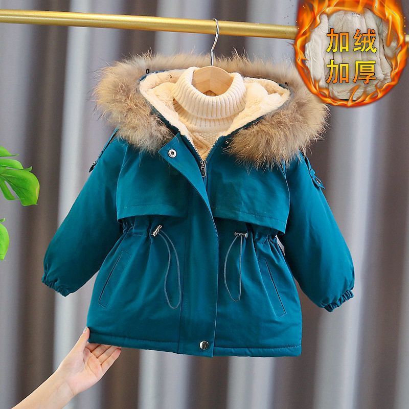 童装女童2023新款洋气棉衣加绒外套冬季加厚儿童棉服小宝宝棉袄