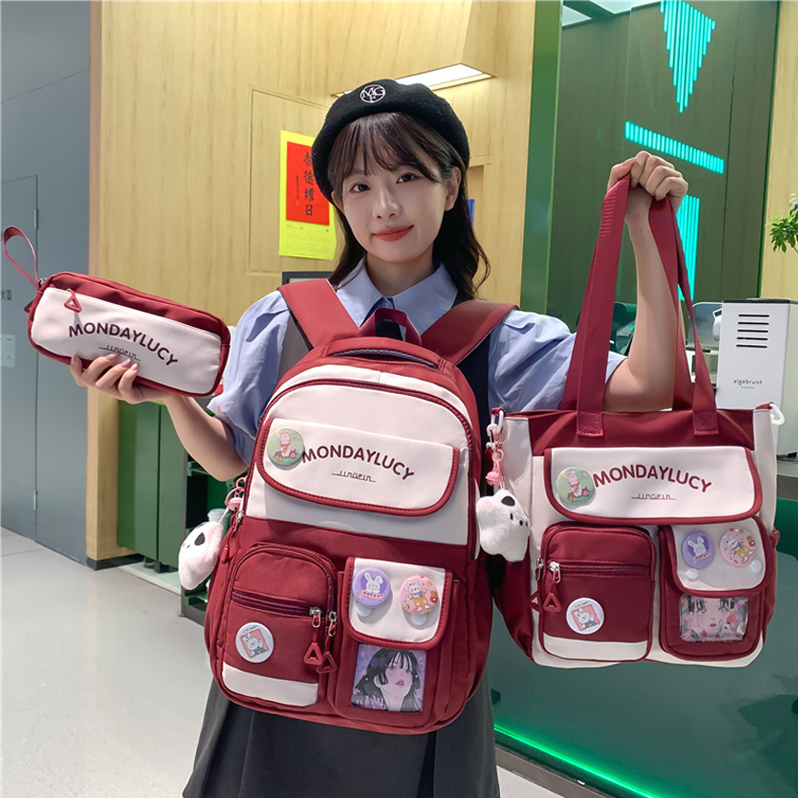 书包女小学生简约大容量可爱高颜值背包ins日系高中初中生双肩包