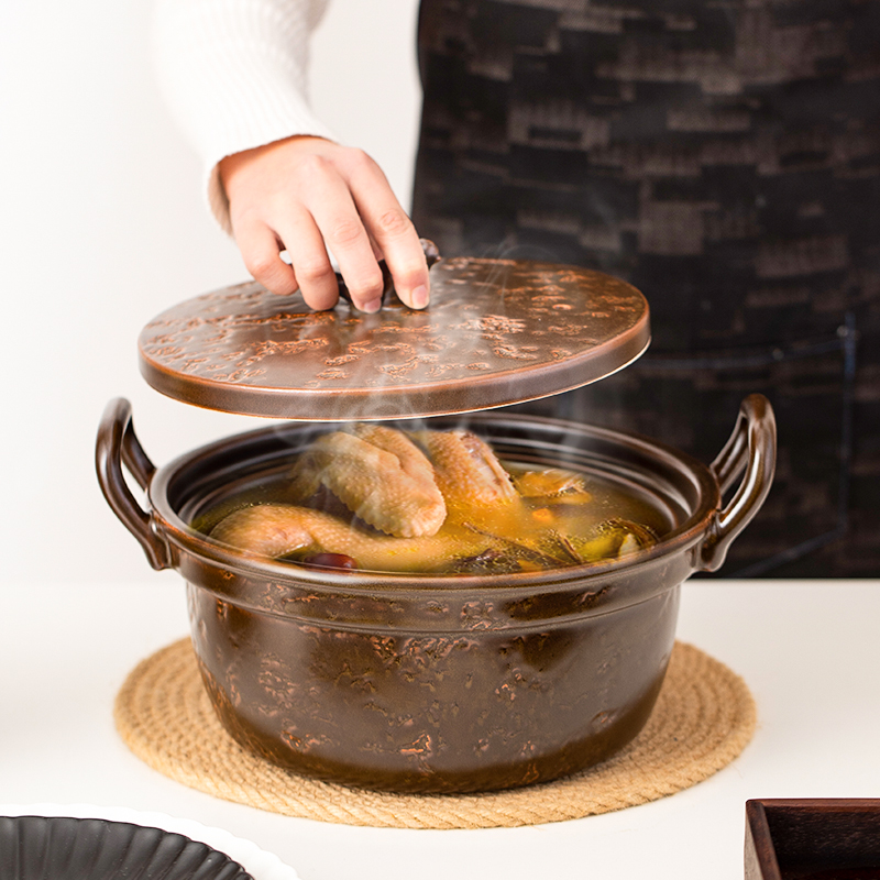 砂锅煲家用燃气煲汤锅商用耐高温干烧不裂专用陶瓷砂锅炖锅2-8人