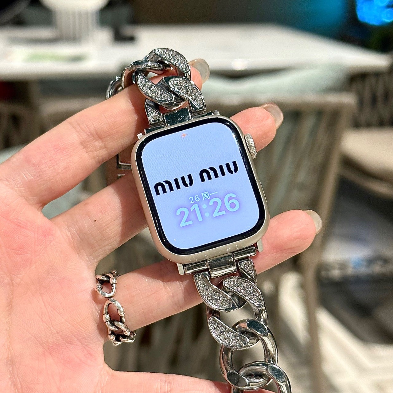 【游记碎片】适配于苹果applewatch1-11seUItra高级时尚镶钻牛仔链