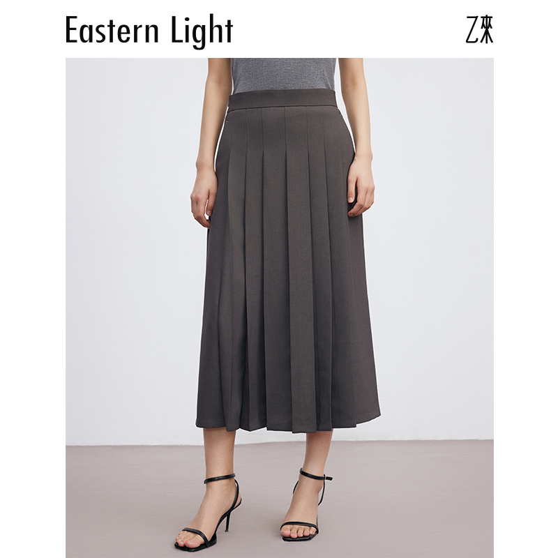 Eastern Light/乙来复古简约风琴褶半裙显瘦半身裙高腰百褶裙