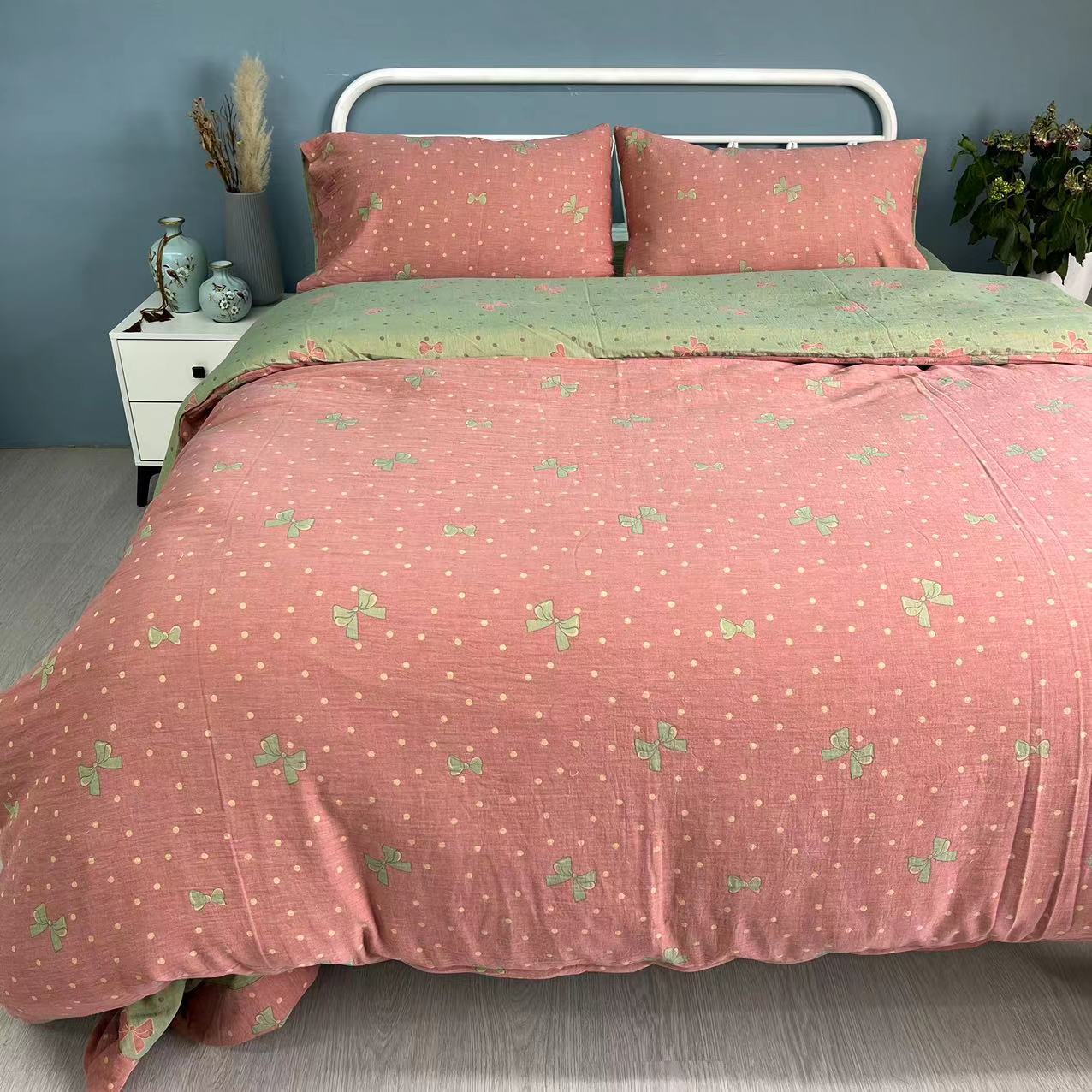 【蝶舞】 新疆长绒棉A类色织提花双层纱四件套 