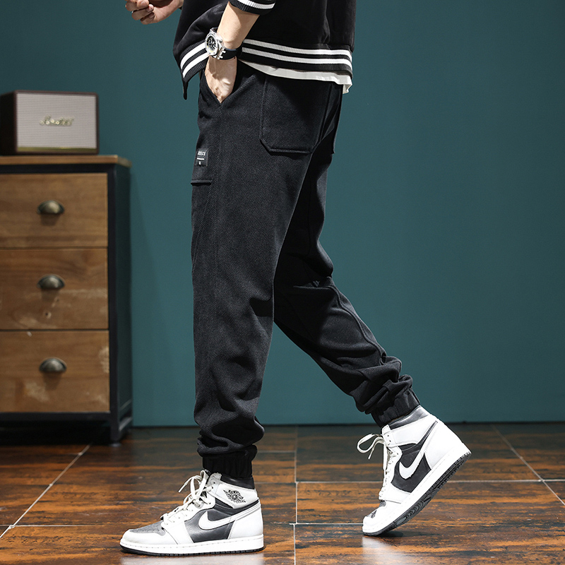 美式复古束脚灯芯绒男士秋冬季潮牌重磅百搭户外拼接设计感休闲裤