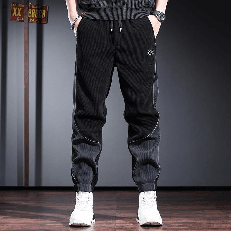 高端美式灯芯绒裤子男秋冬季新款男士休闲裤运动男裤潮牌加厚卫裤
