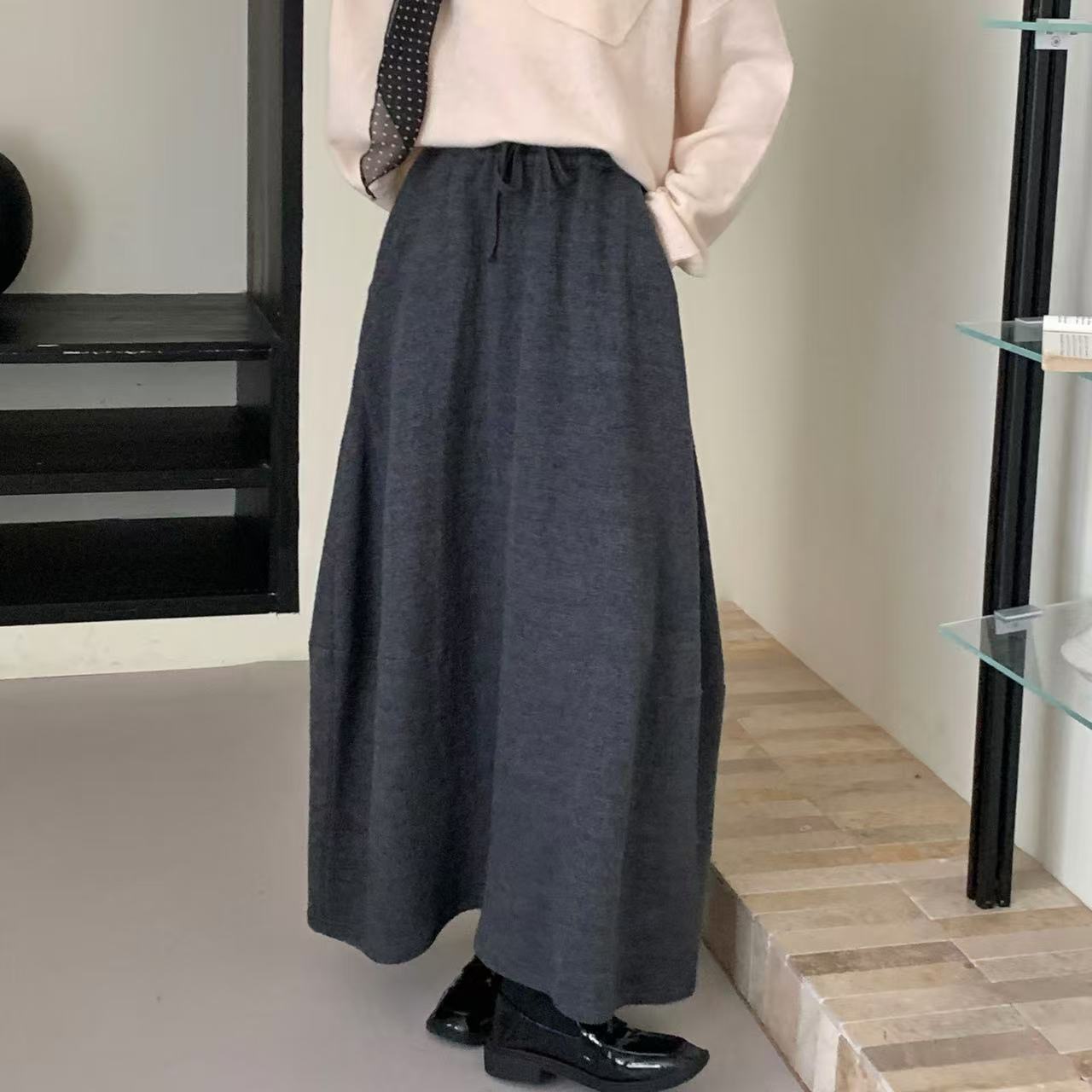 【BALANCN】新款时髦慵懒设计感花苞裙百搭显瘦羊毛半身裙女BL81172