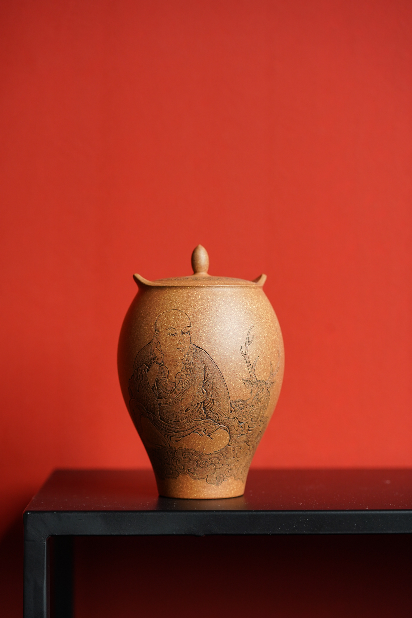 【知守.茶器】听云茶仓，紫砂醒茶罐，御风堂出品施生溢刻绘作品