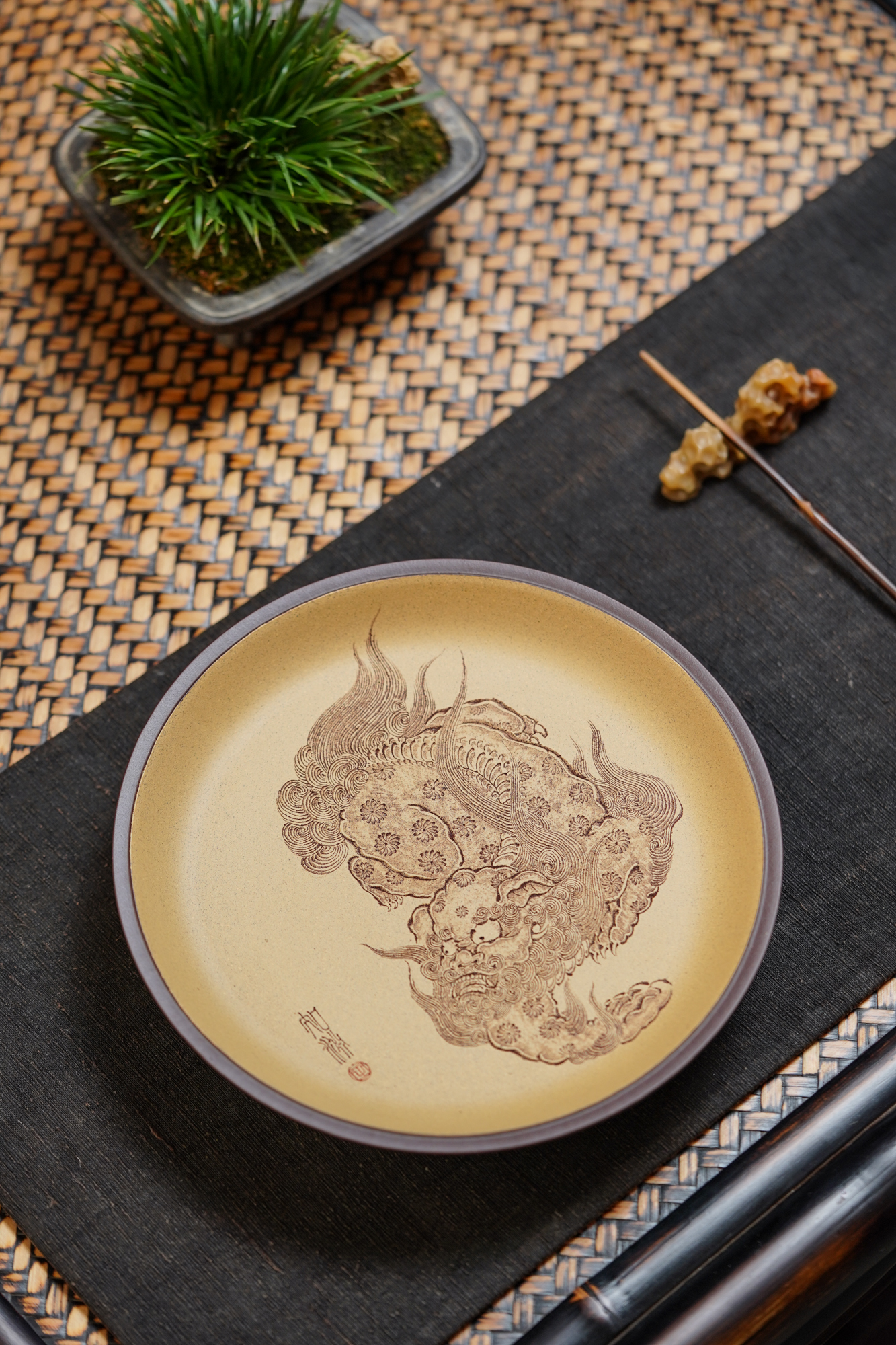 【知守.茶器】紫砂壶承/果盘，知守出品高端刻绘款