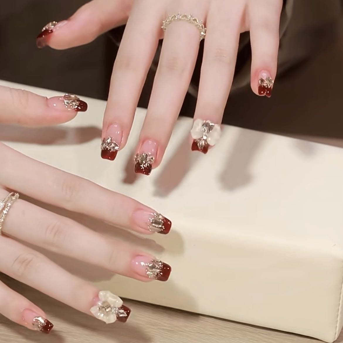 法式穿戴美甲高级感手工秋冬火爆网红款高端美甲假指甲穿戴甲包邮