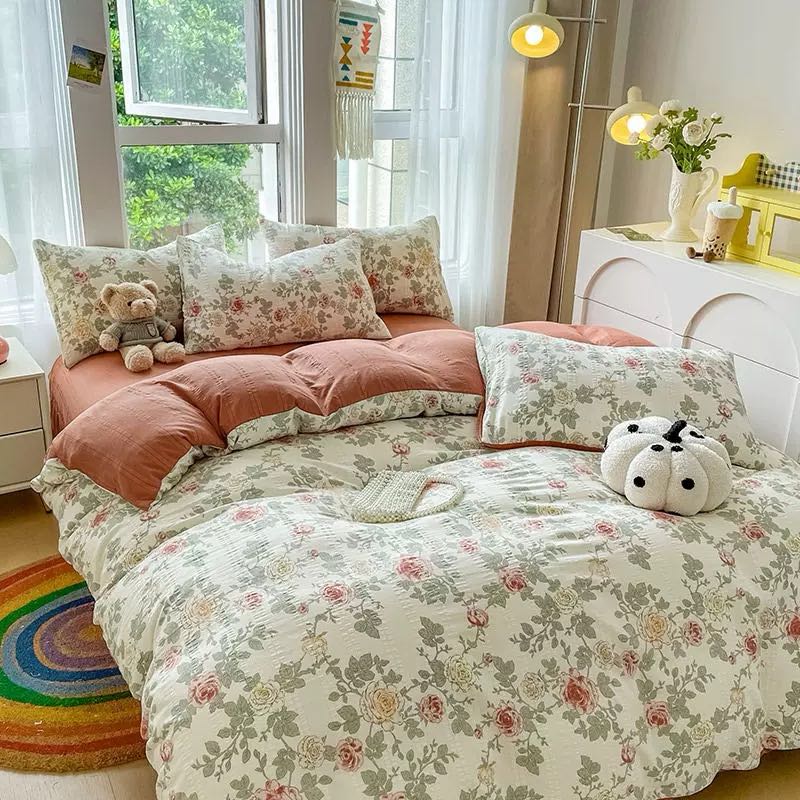 【 UZ　OYUM】玫瑰花水洗棉面料舒适田园风床上用品新疆包邮