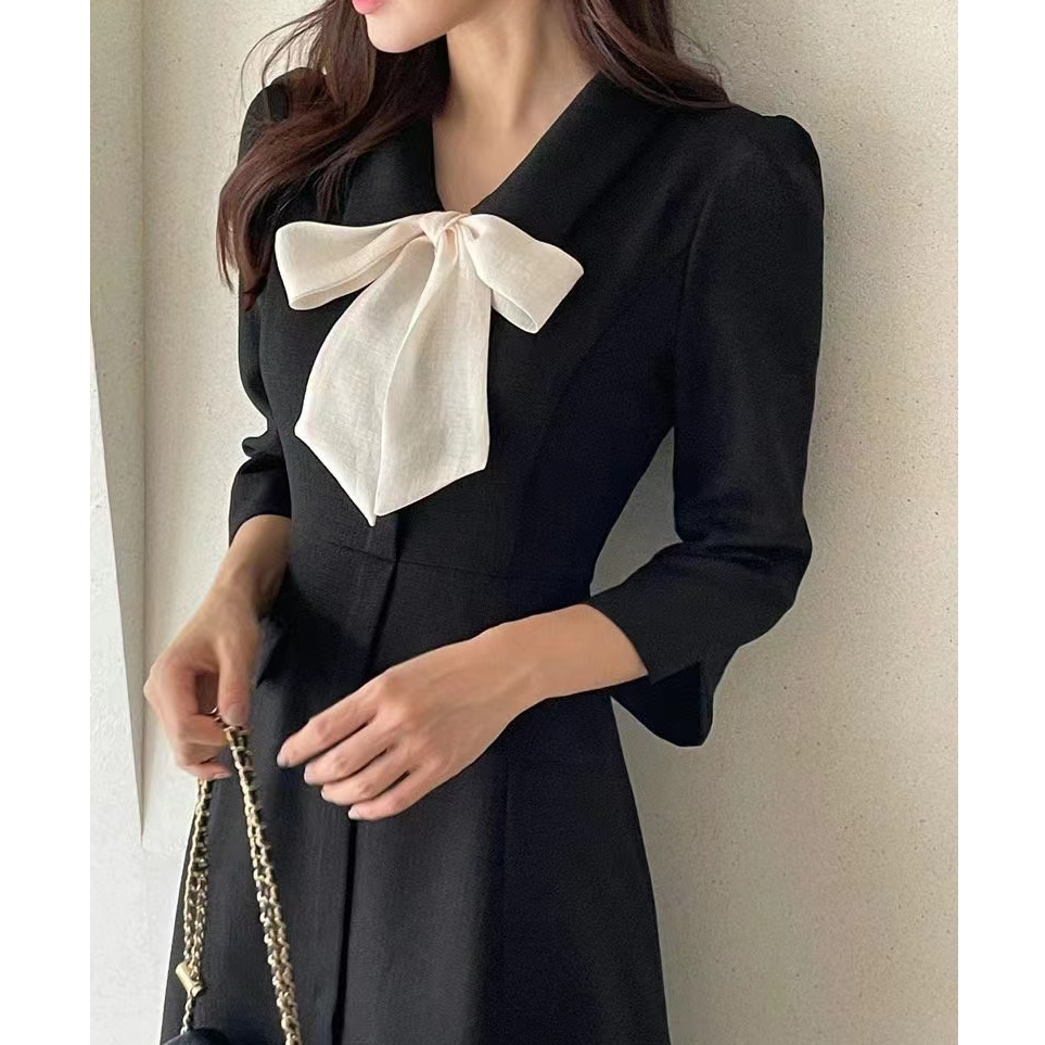 韩国蝴蝶结淑女连衣裙