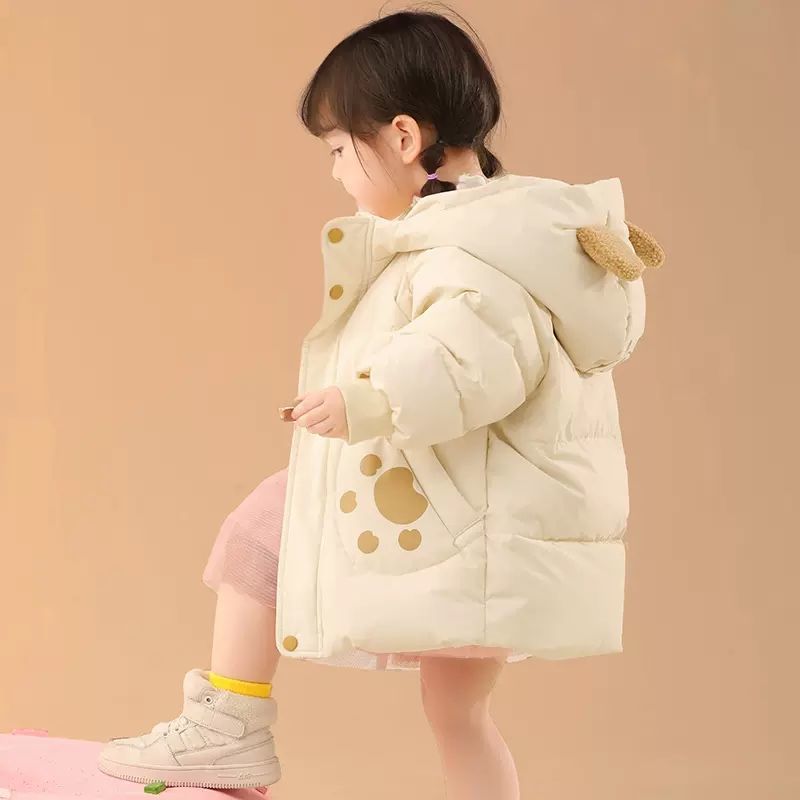 好物男女童2023冬装新款洋气可爱卡通加绒加厚时尚休闲甜酷棉服潮