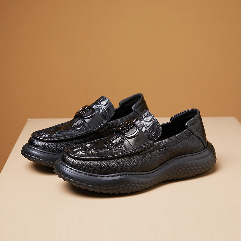 Sheridan喜来登7904新款商务休闲皮鞋男英伦风鳄鱼纹乐福鞋羊皮鞋