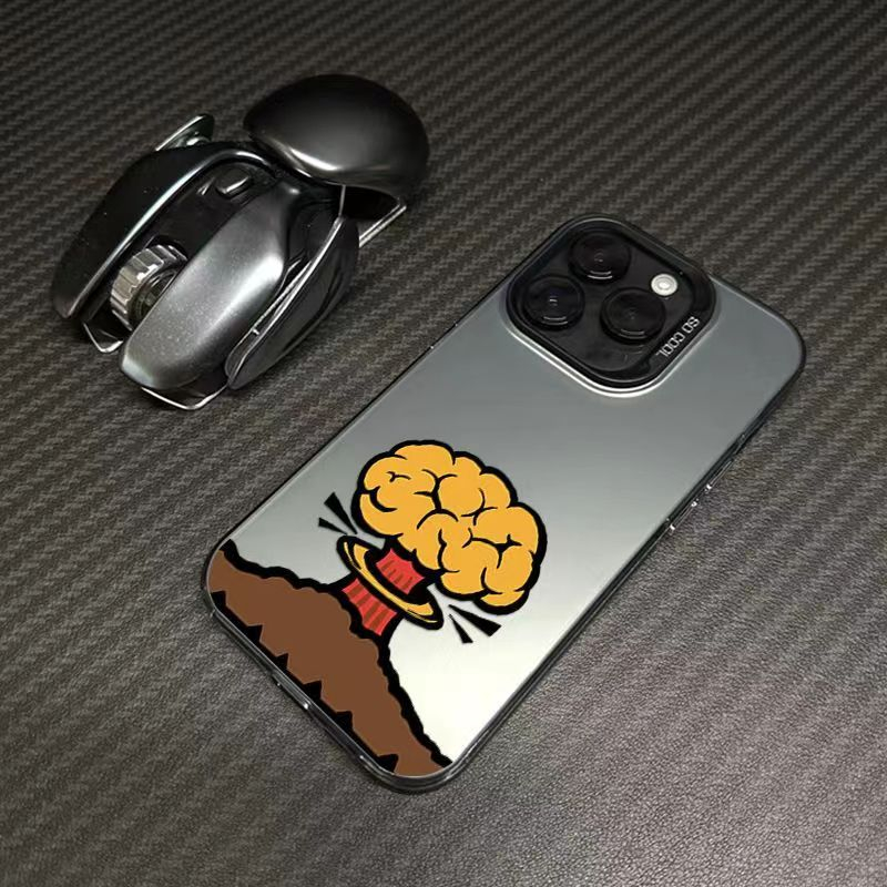 火山爆发苹果15手机壳iPhone14promax全包彩银13黑色个性高级软壳