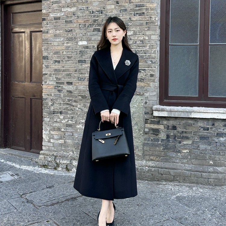 【费尔岛】赫本风高级精致优雅澳毛100%初剪双面大翻领羊毛大衣外套