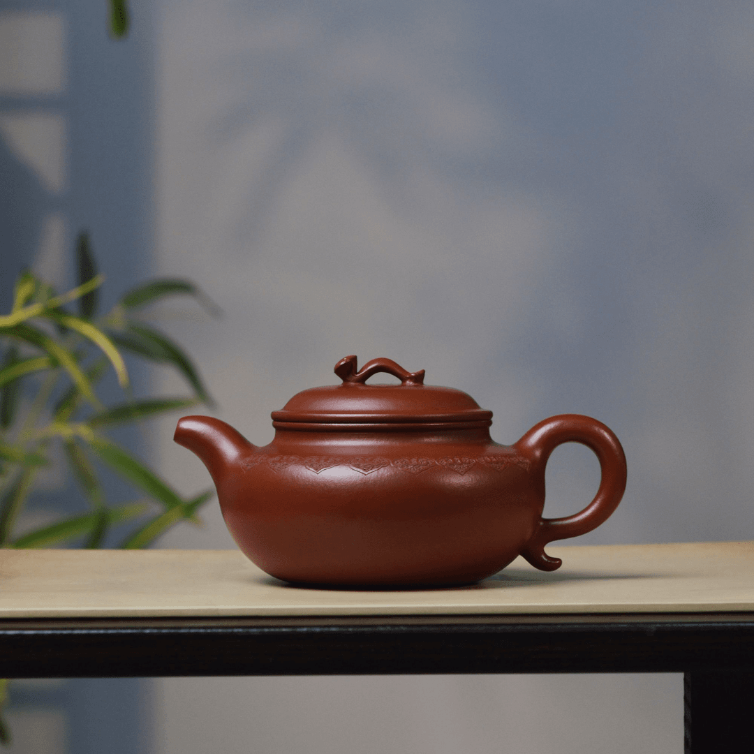 W1114王伟朱泥如意仿古 紫砂壶 230cc 左右