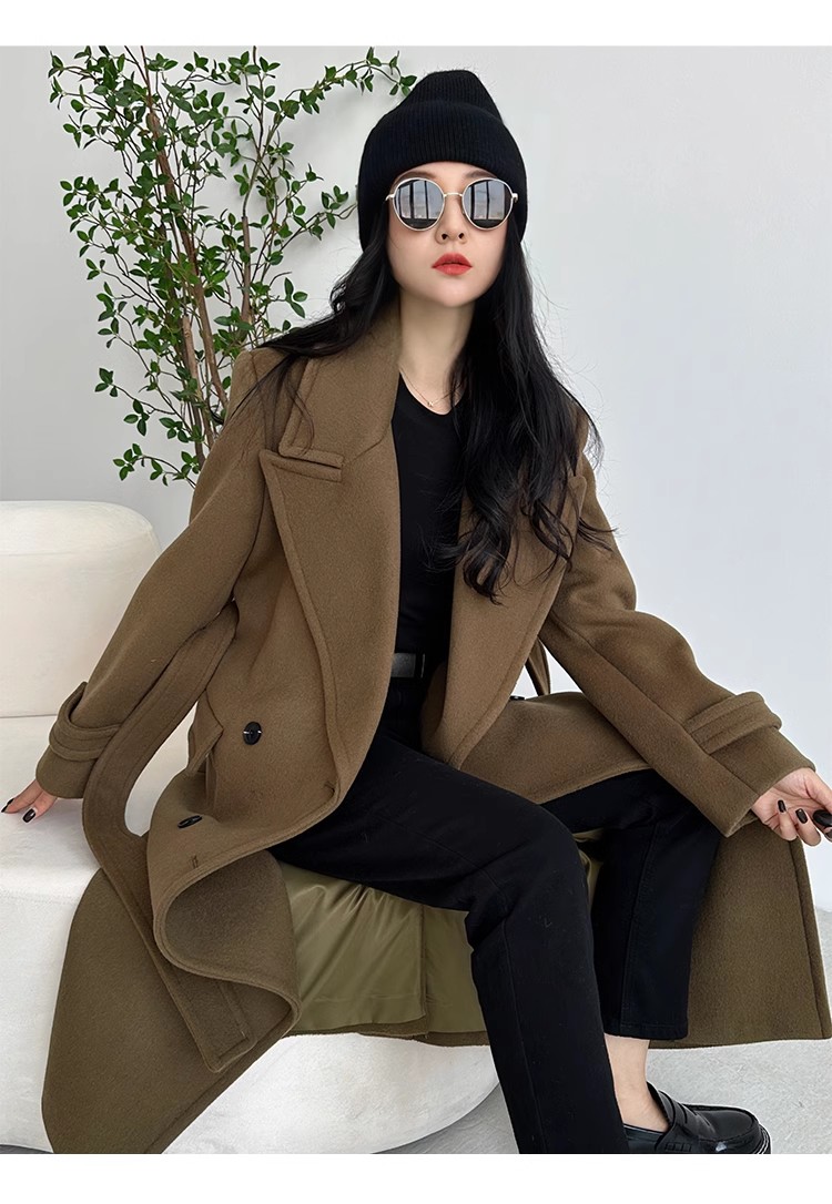 韩版赫本风双面羊毛大衣显瘦气质时尚宽松25新款过膝秋冬