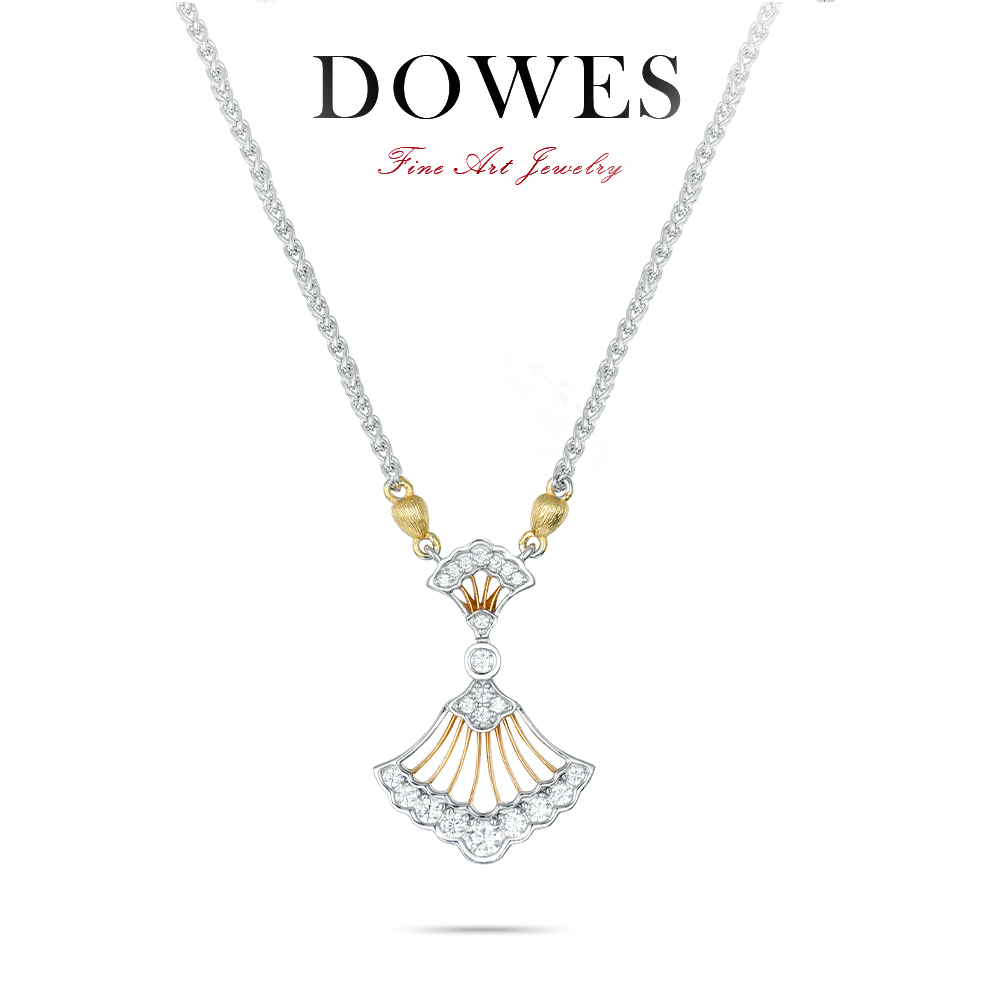 DOWES 吊坠925银合成锆石 扇子吊坠项链