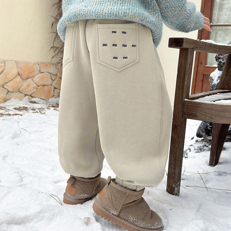 男童裤子冬装2025新款儿童秋冬款加厚一体绒卫裤男孩冬季运动长裤