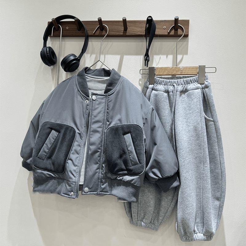 男童二棉外套秋冬新款中大童加棉加厚夹克上衣儿童帅气保暖棒球服