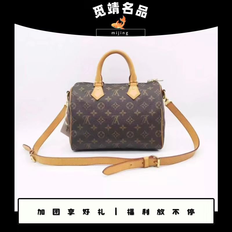 95新 LouisVuitton/路易威登 经典 老花 现代款 Speedy 25 斜挎包