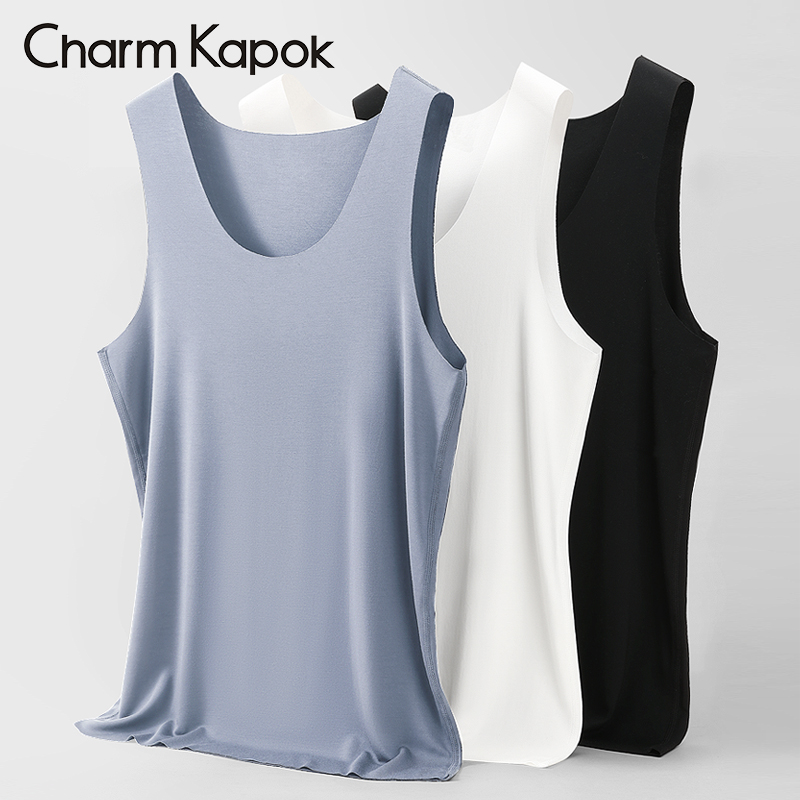 CharmKapok男士背心内衣夏季薄款运动内穿打底莫代尔无痕透气汗衫