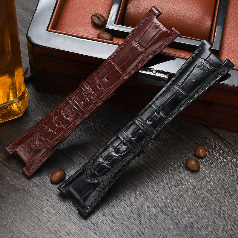 适配百达翡丽鹦鹉螺鳄鱼皮真皮手表带57115712G凹口钢头粒手工25