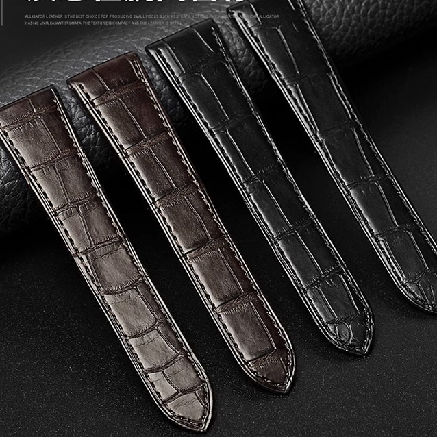适配卡地亚卡历博钥匙鳄鱼皮表带手表带真皮男伦敦折叠扣表链男款