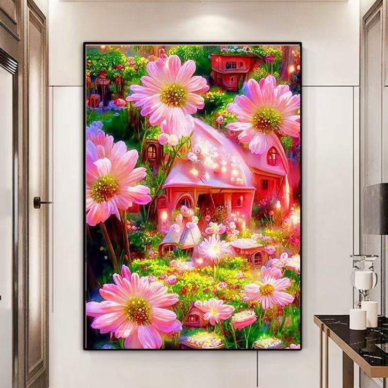 梦幻雏菊家园 大格四股绣金丝布65*85厘米  36种色满绣