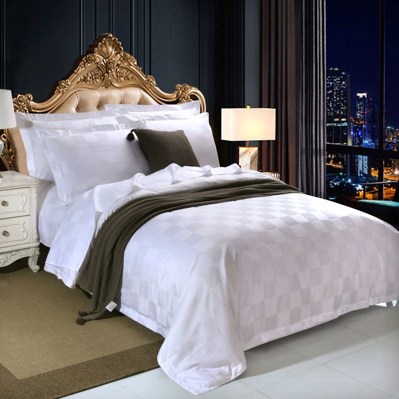 星级酒店民宿布草全棉60支九宫格宾馆四件套床上用品床单被套枕套