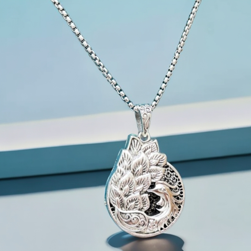 吊坠 女士凤凰吊坠复古做旧项链，链子周长70厘米吊坠直径5厘米