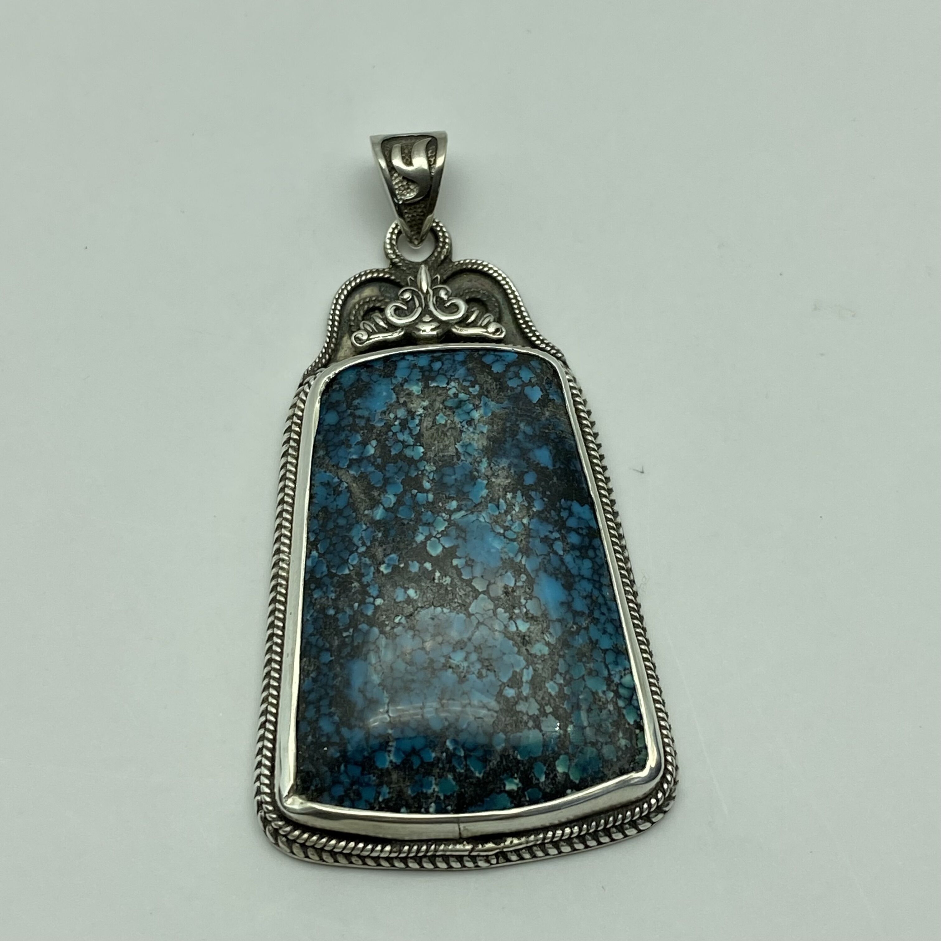 吊坠足银树脂 足银吊坠    蒙族花丝民族手工做旧精美镶嵌树脂855