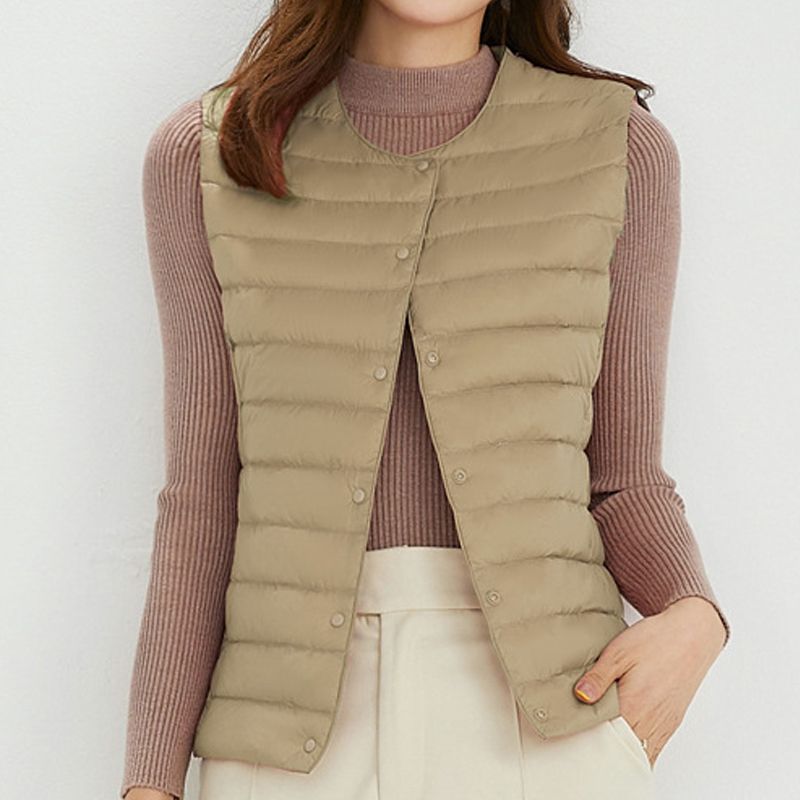 波司豋2023秋冬新款轻薄羽绒服女内胆马甲轻薄款内穿无领轻便加肥