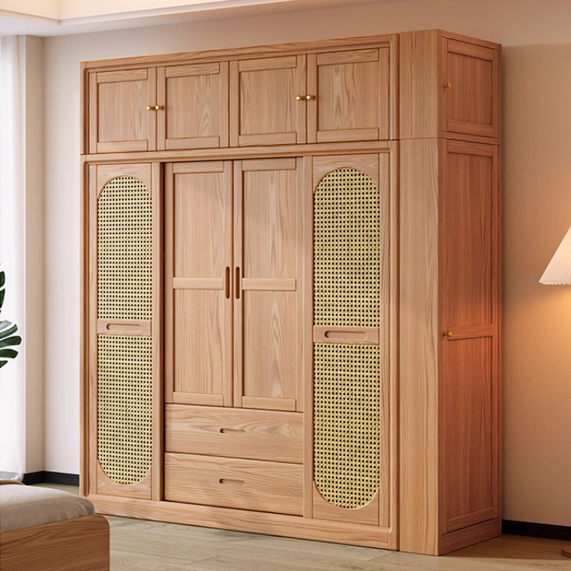 北欧全实木简约两门推拉衣柜家用卧室白蜡木原木大容量衣橱储物柜