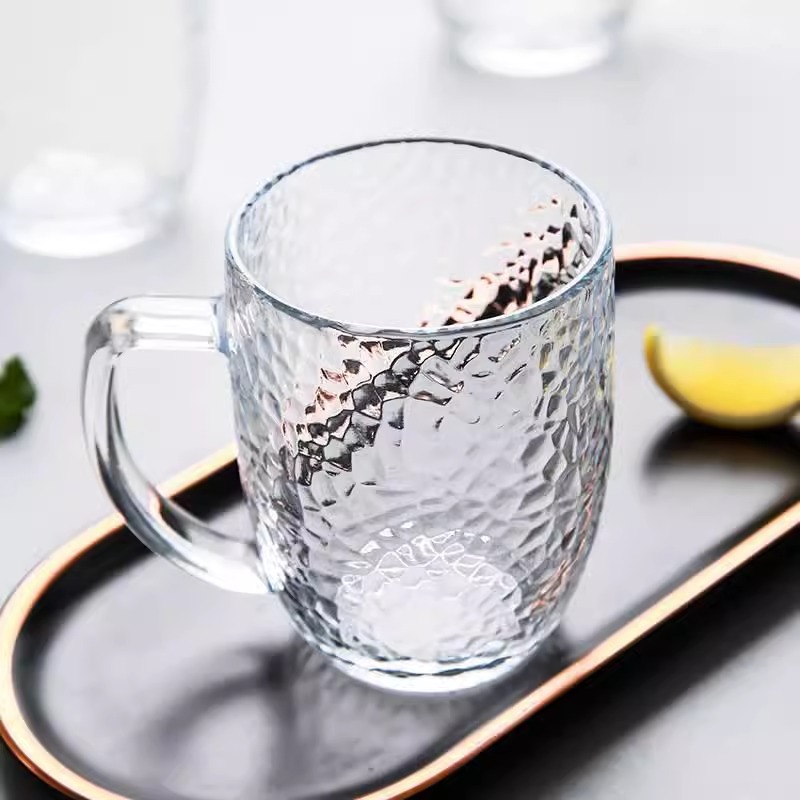 锤纹玻璃杯咖啡水杯透明茶杯手工奶茶杯防烫喝水杯餐杯奶茶泡茶